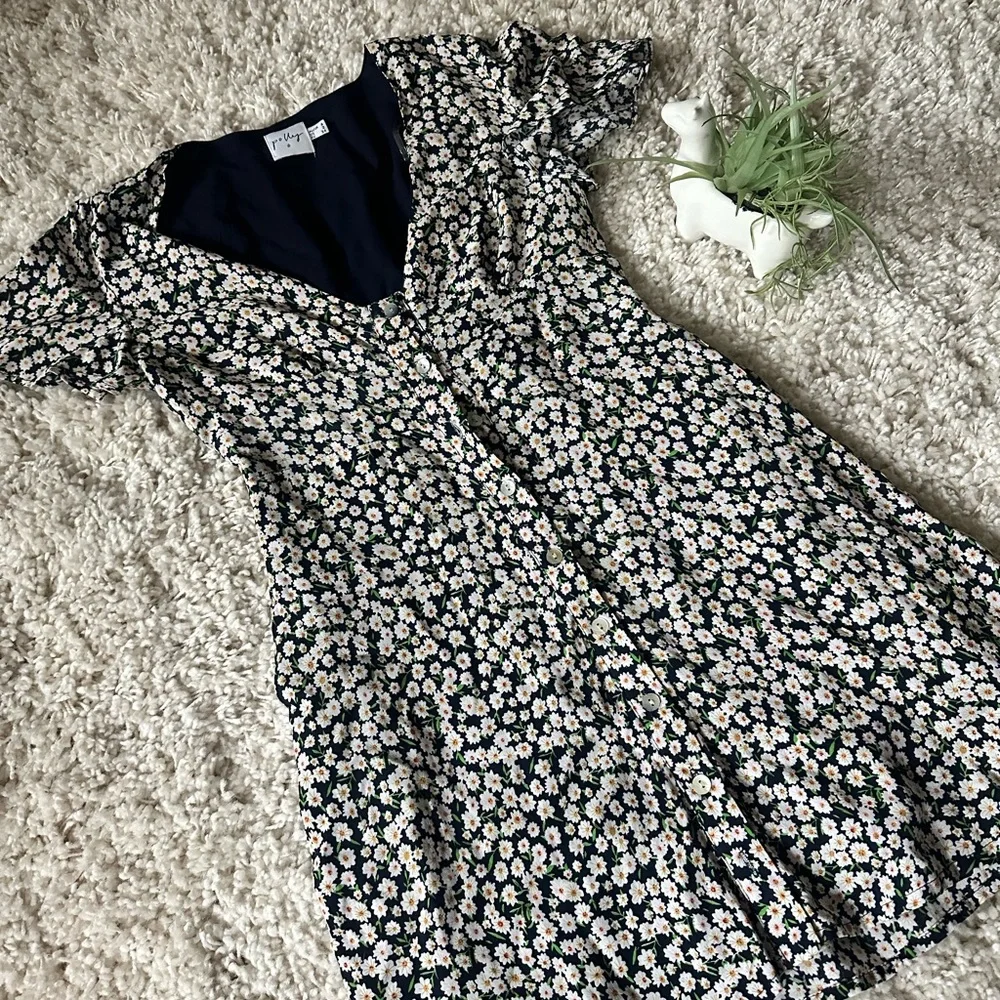 Princess Polly tiny floral button vintage short sleeve flirty midi dress. - Picture 4 of 4